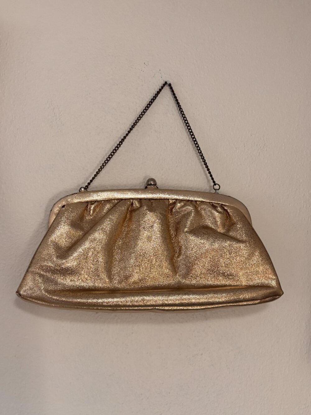 Vintage Gold Leather Clutch